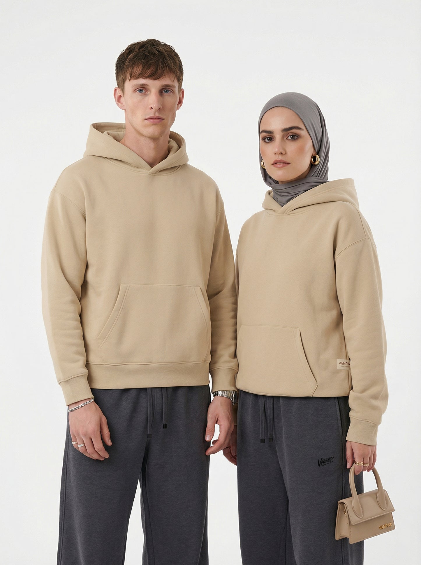 Oversized Basic Hoodie - Beige