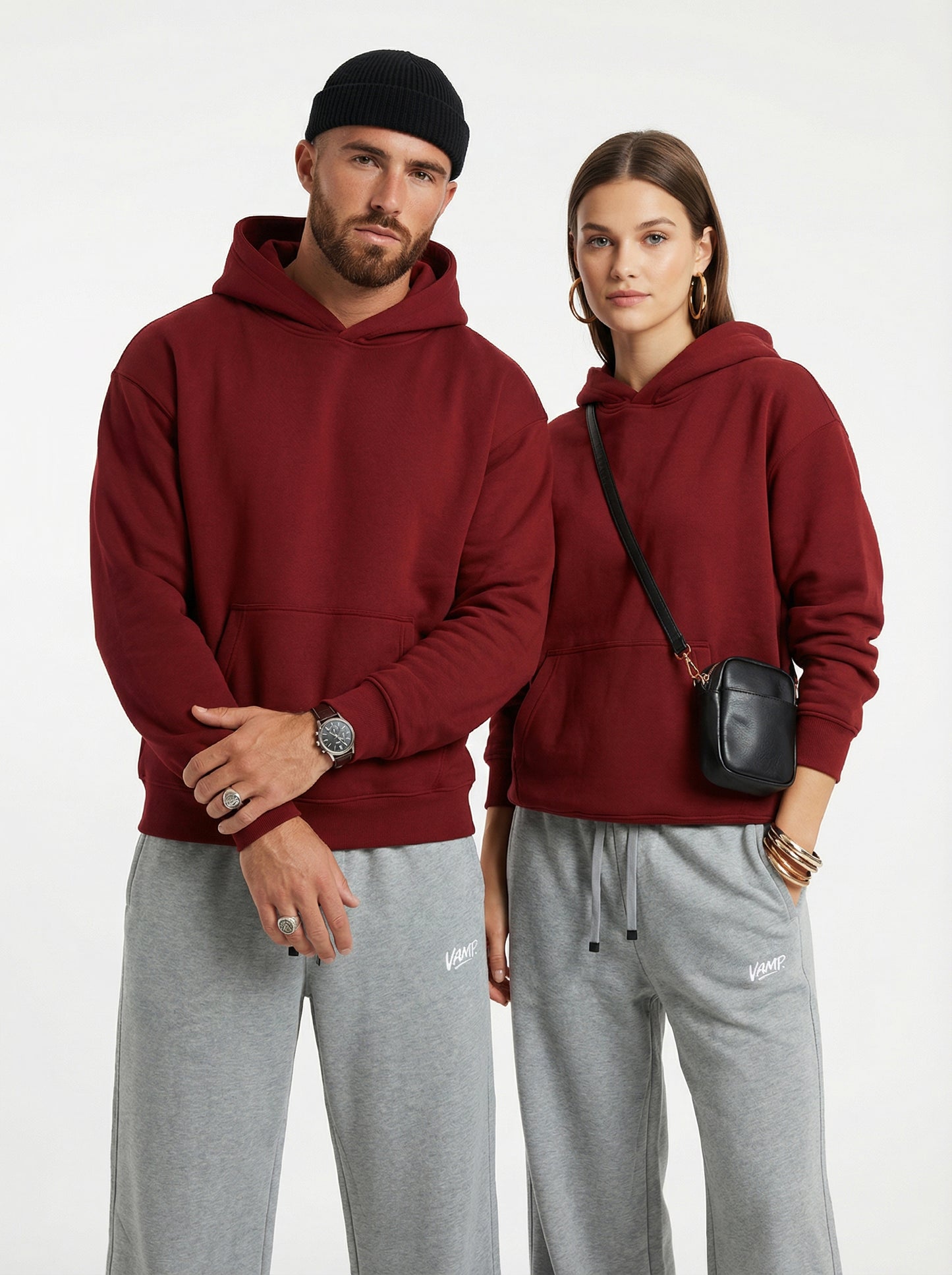 Oversized Basic Hoodie - Maroon