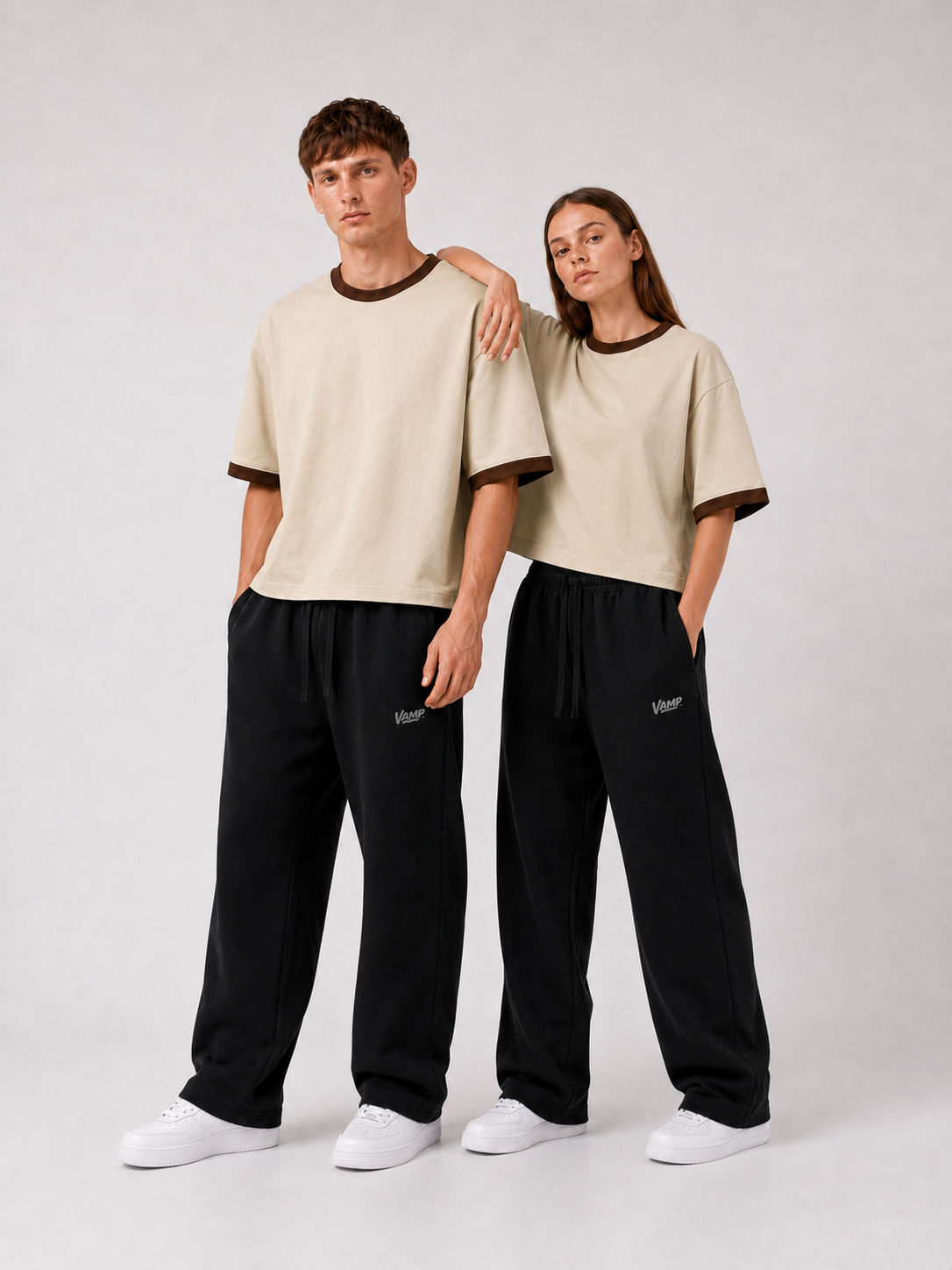 Ringer T-Shirt Boxy-Fit ( Beige )