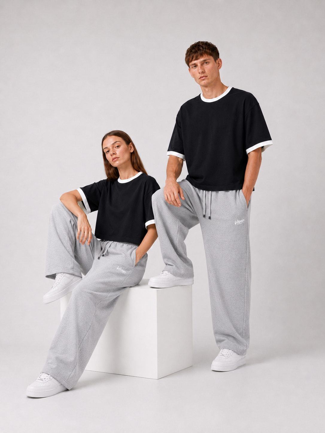 Ringer T-Shirt Boxy-Fit ( Black )