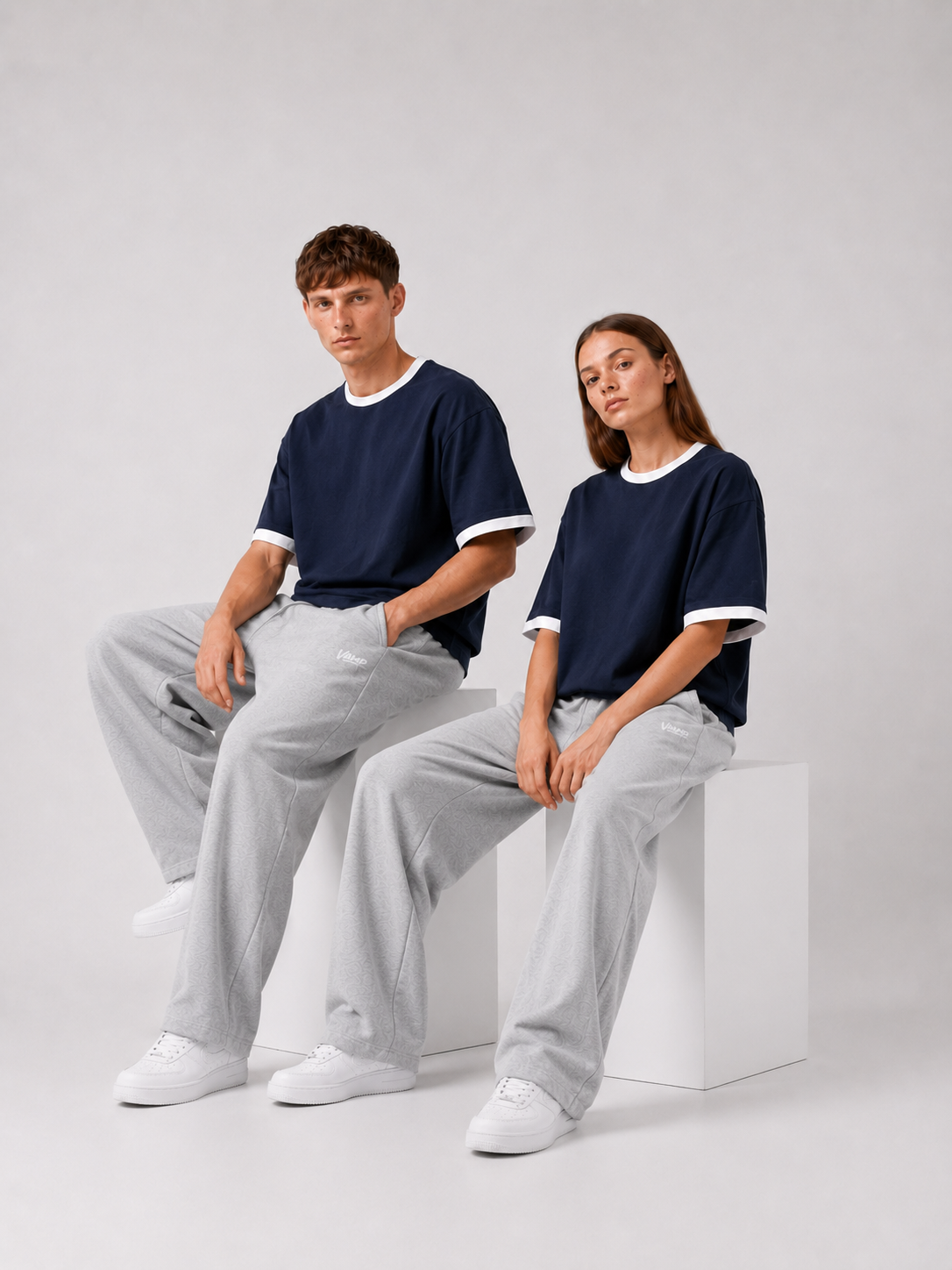 Ringer T-Shirt Boxy-Fit ( Dark Blue )