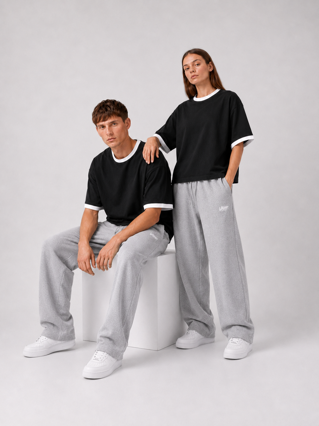 Ringer T-Shirt Boxy-Fit ( Black )