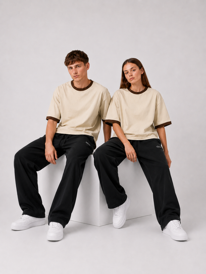 Ringer T-Shirt Boxy-Fit ( Beige )