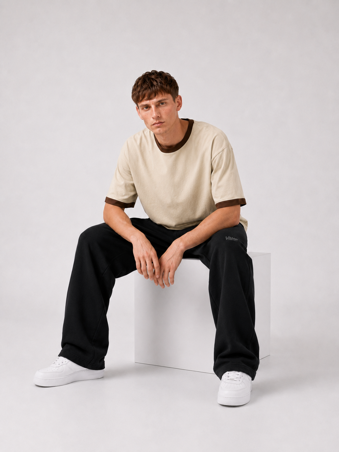 Ringer T-Shirt Boxy-Fit ( Beige )