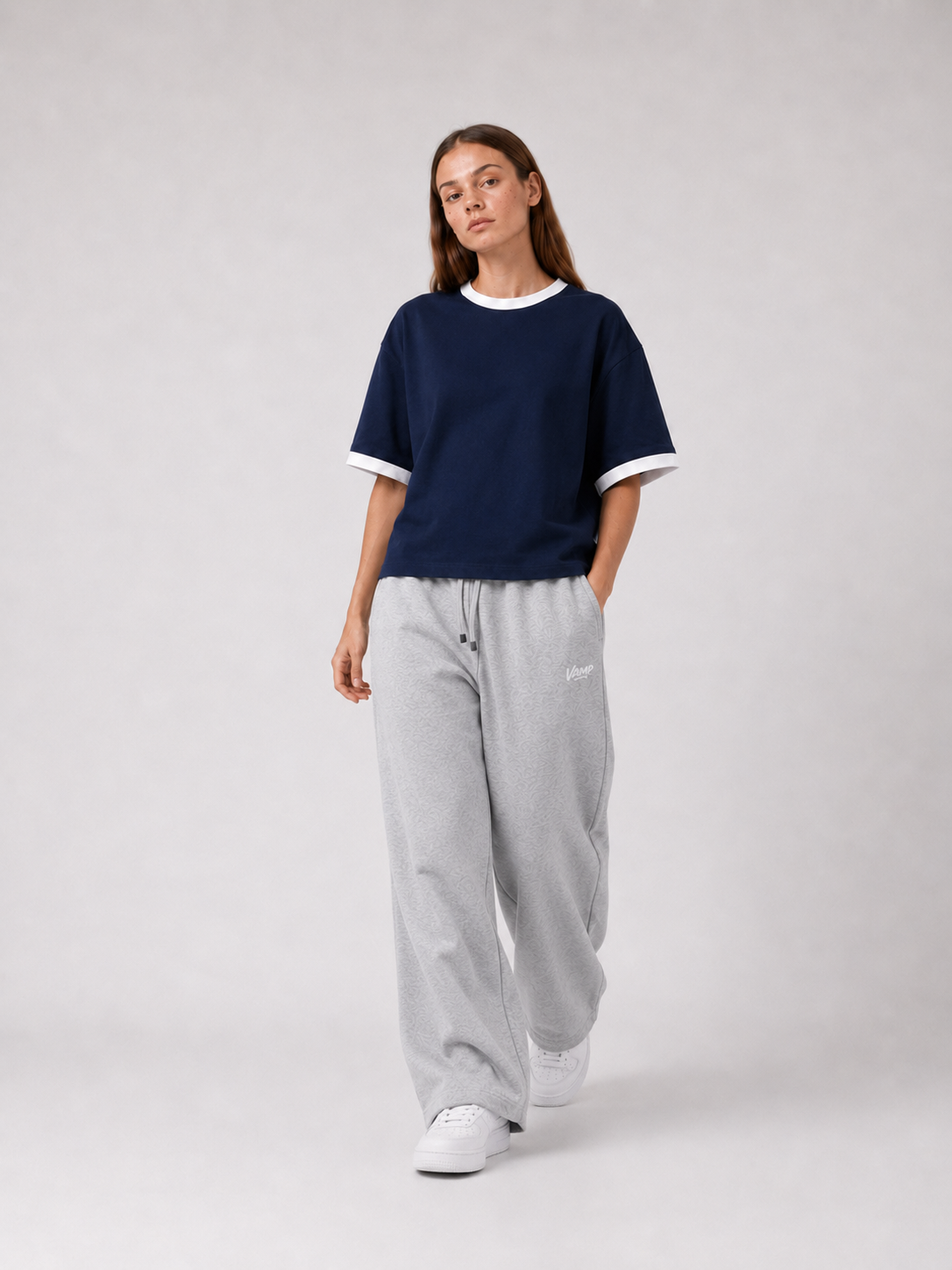 Ringer T-Shirt Boxy-Fit ( Dark Blue )