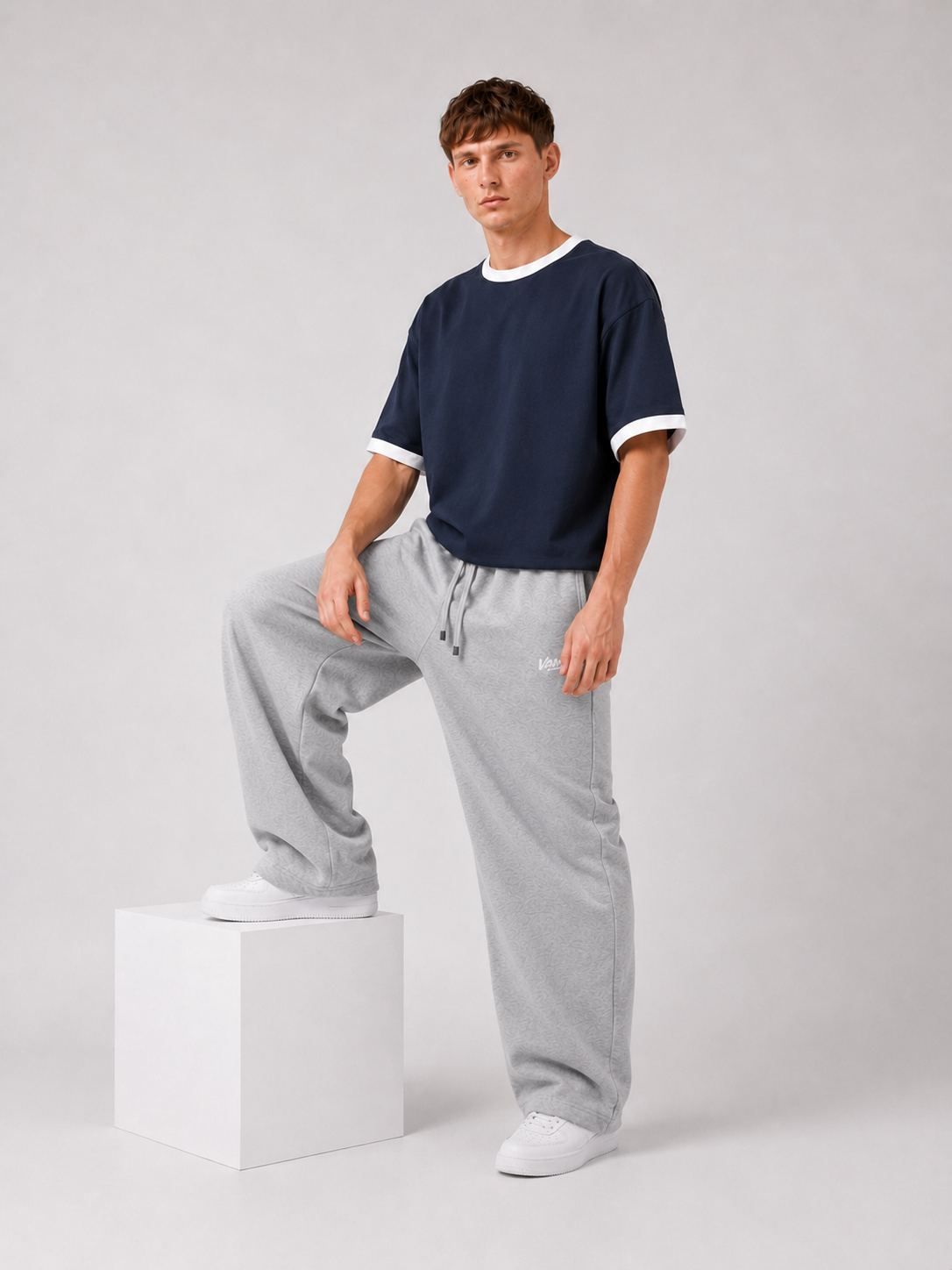 Ringer T-Shirt Boxy-Fit ( Dark Blue )