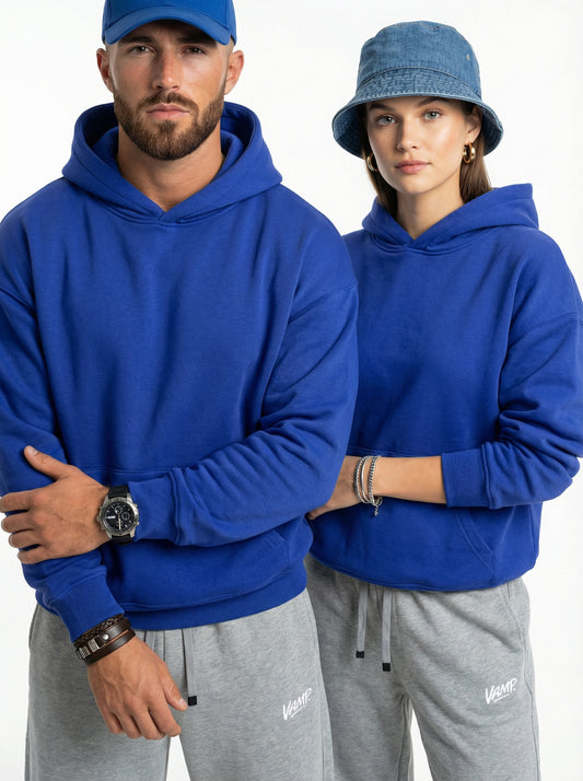 Oversized Basic Hoodie - Blue