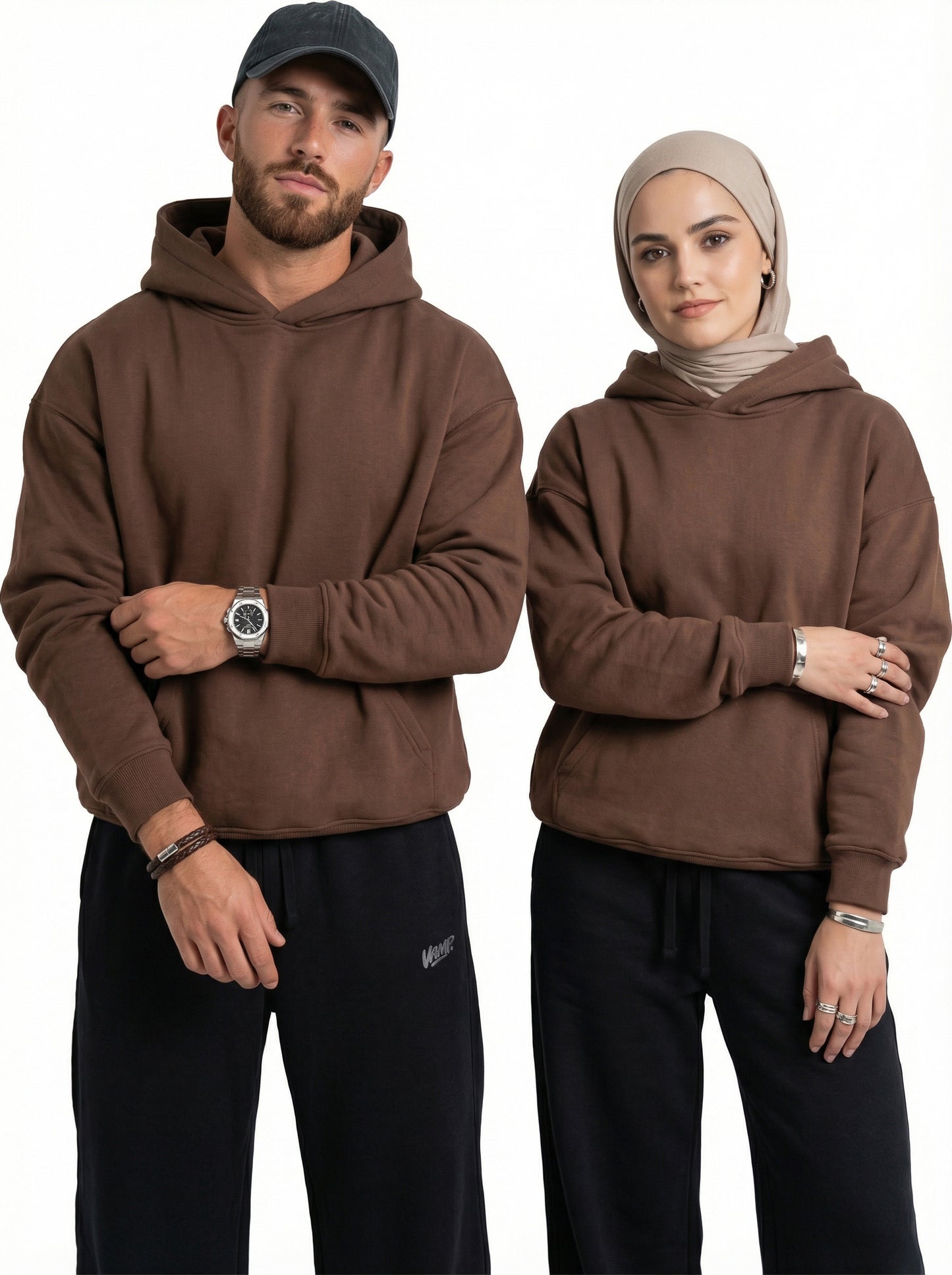 Oversized Basic Hoodie - Dark Brown